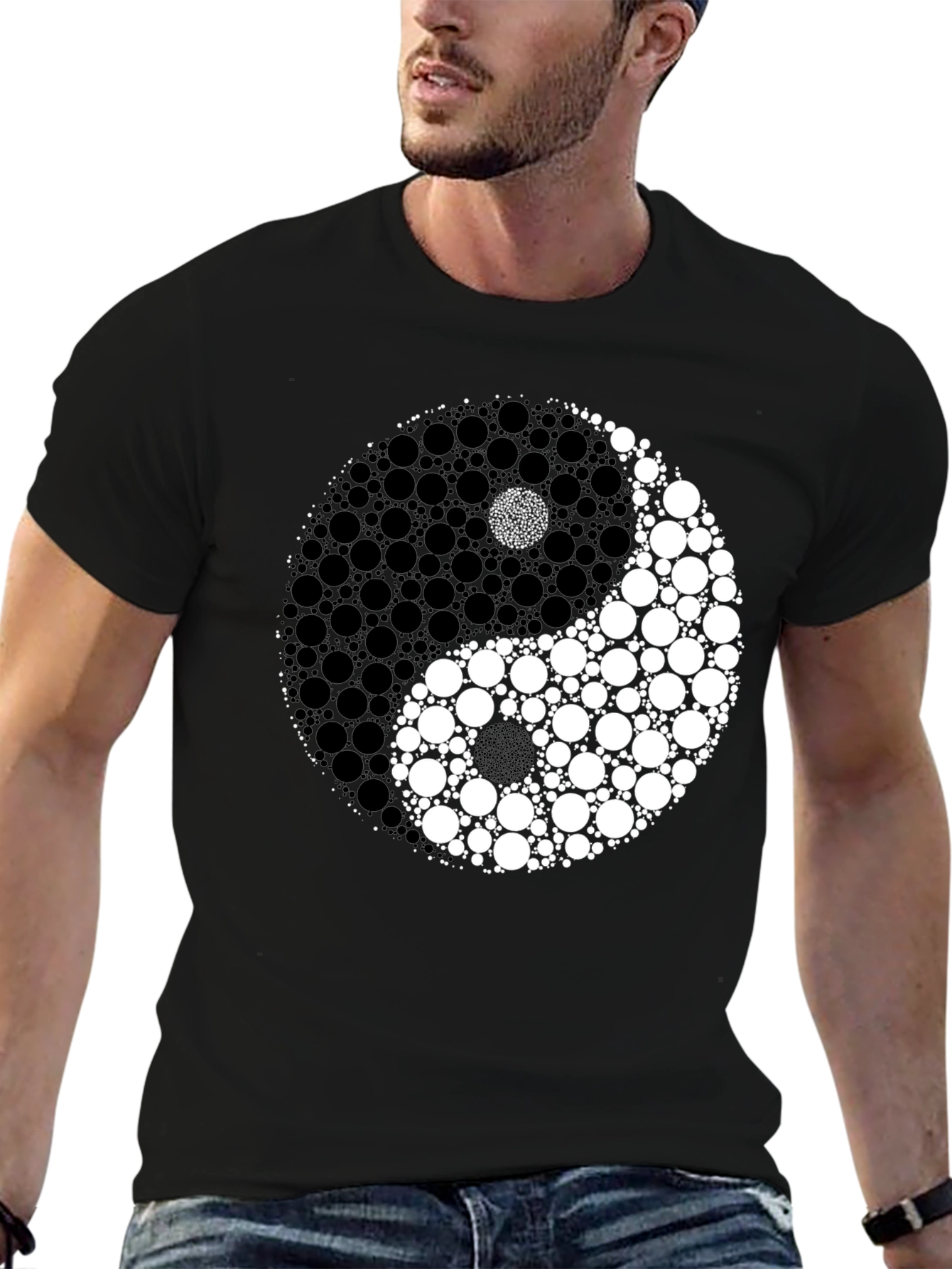 Yin Yang Circle Graphic Black T-Shirt