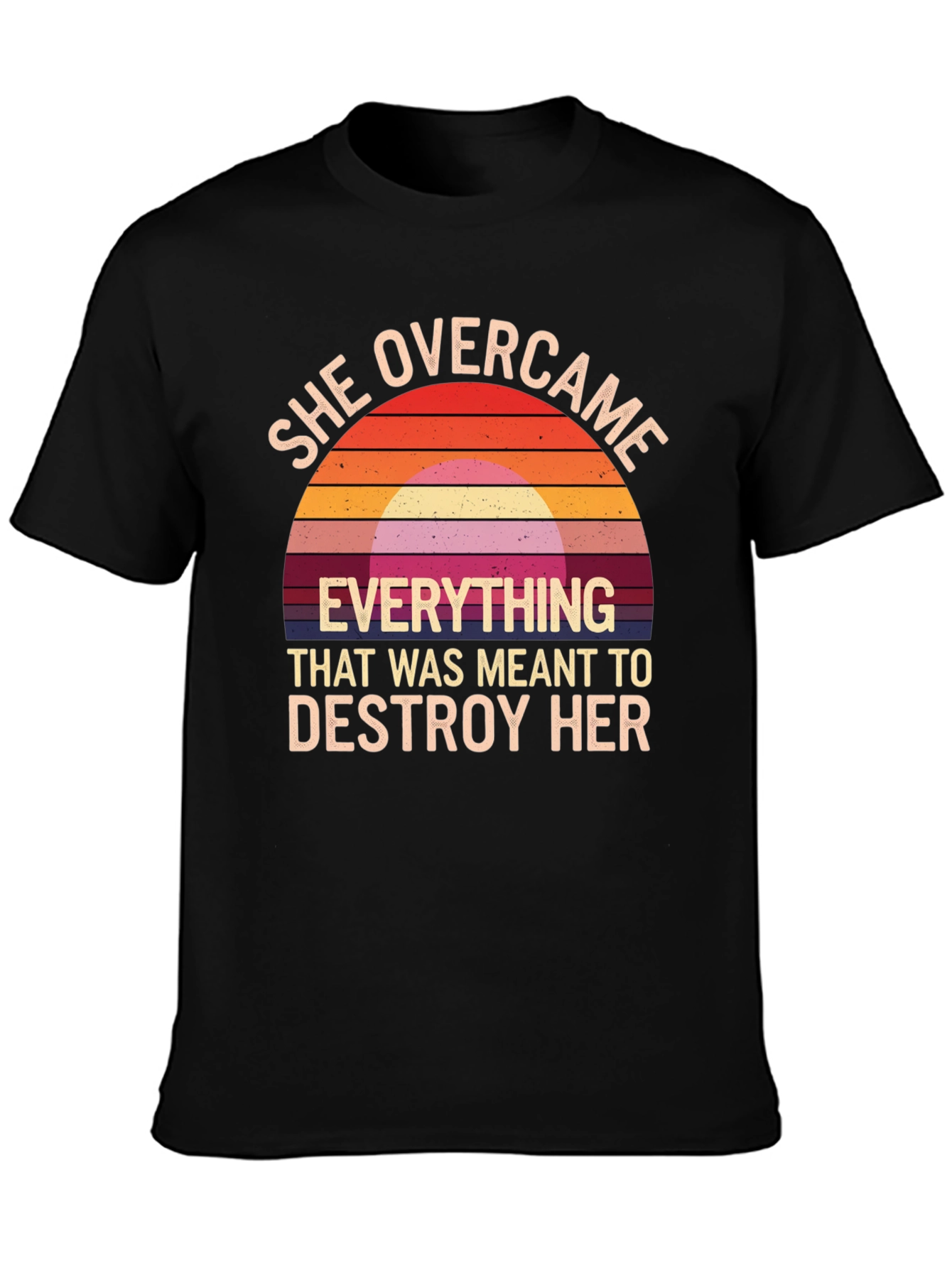 She Overcame Graphic Tee - Motivational Black T-Shirt