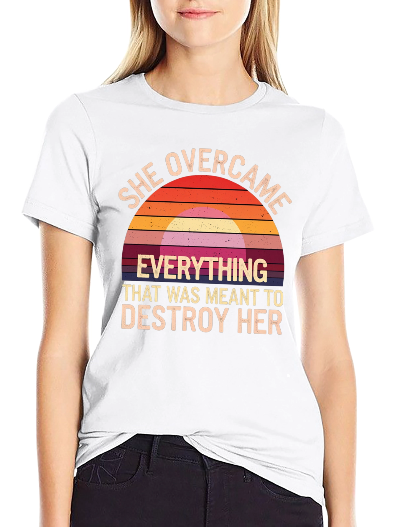 She Overcame Graphic Tee - Motivational Black T-Shirt