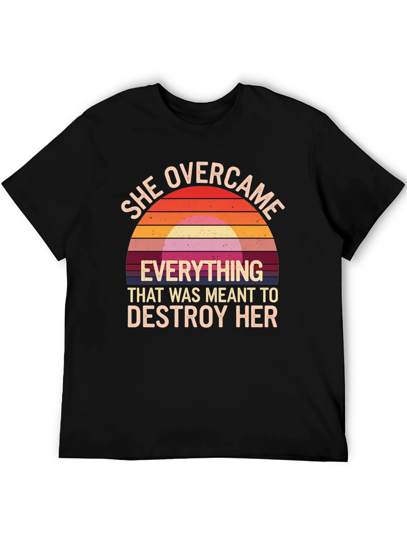She Overcame Graphic Tee - Motivational Black T-Shirt