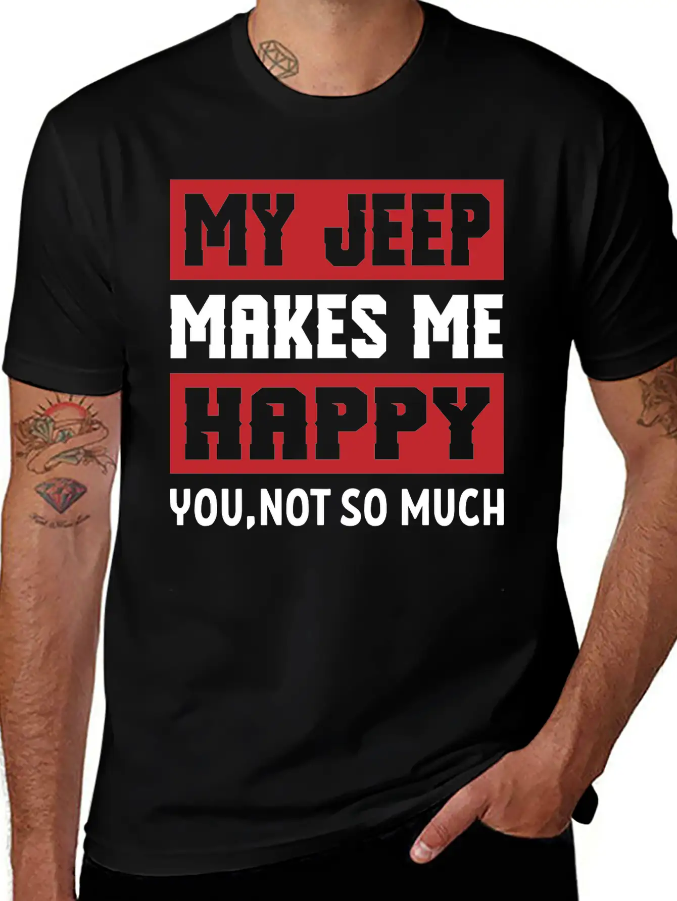 My Jeep Makes Me Happy Lightweight Cotton T-Shirt – Daily Comfort Graphic Shirt