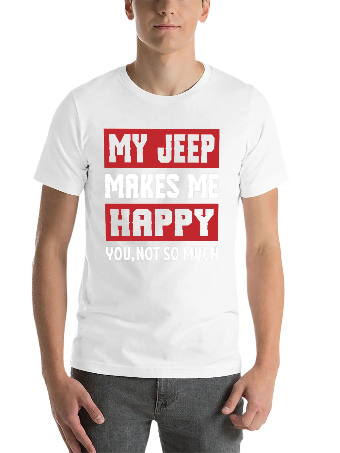 My Jeep Makes Me Happy Lightweight Cotton T-Shirt – Daily Comfort Graphic Shirt