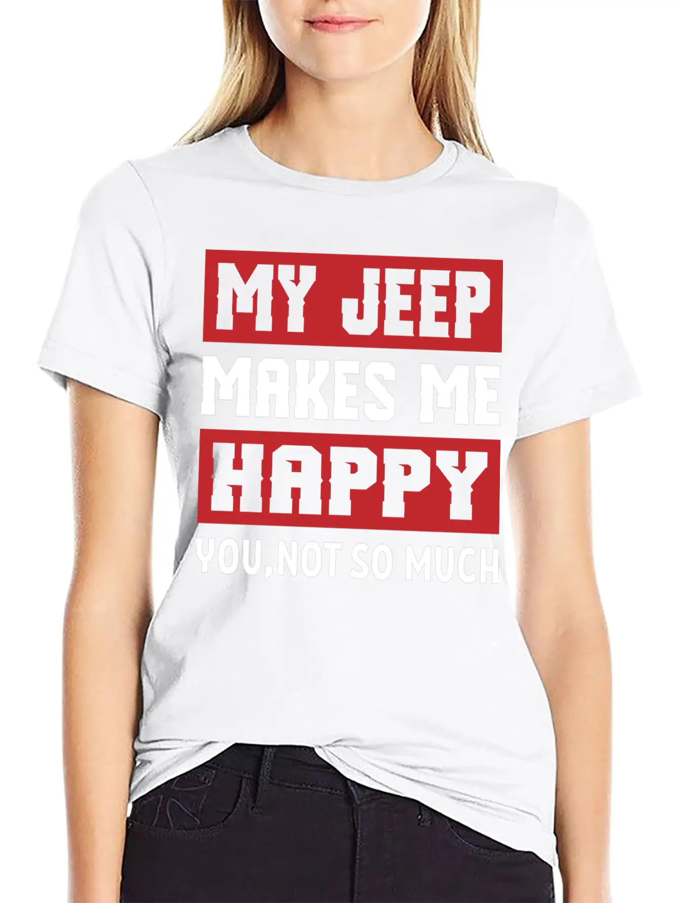 My Jeep Makes Me Happy Lightweight Cotton T-Shirt – Daily Comfort Graphic Shirt