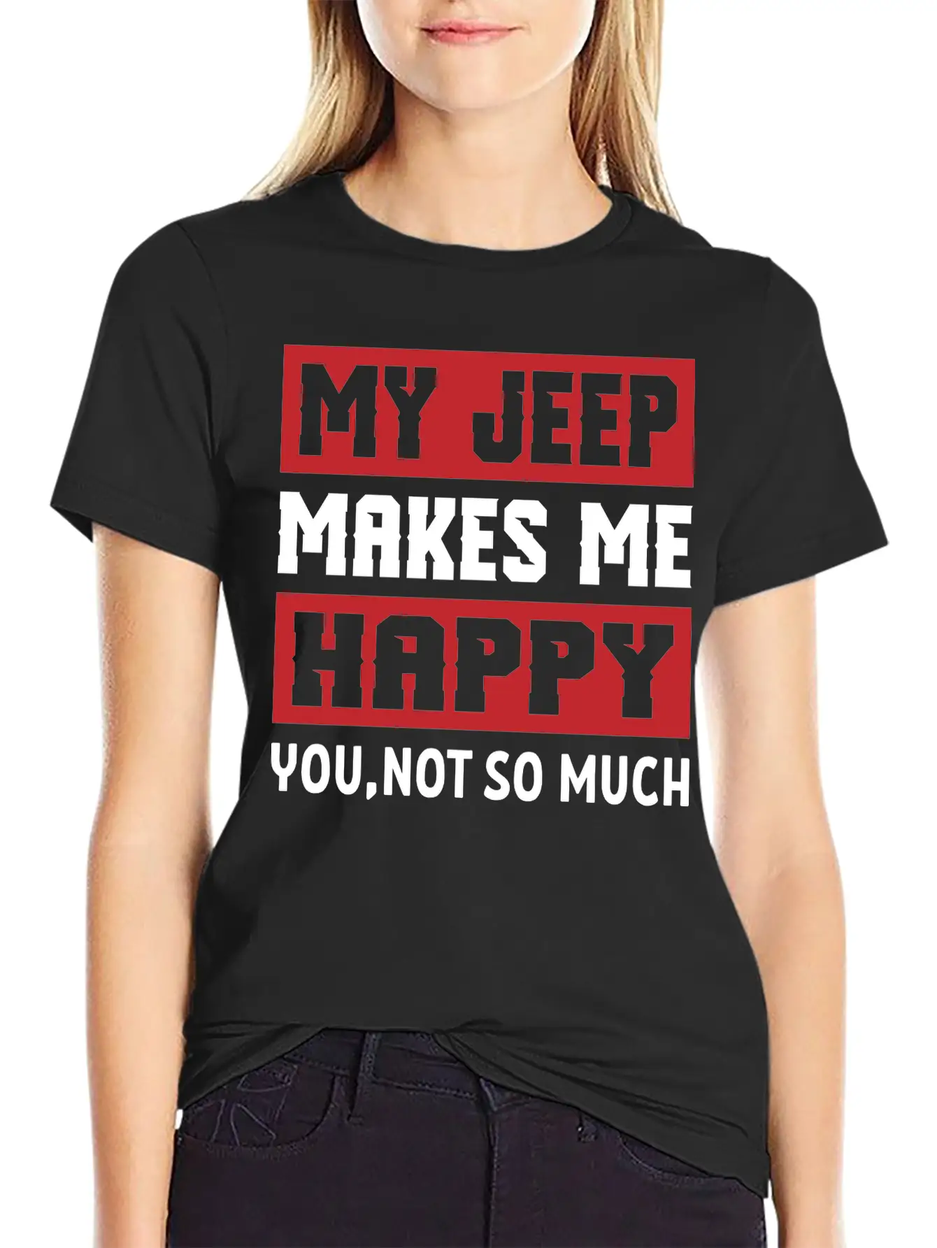 My Jeep Makes Me Happy Lightweight Cotton T-Shirt – Daily Comfort Graphic Shirt