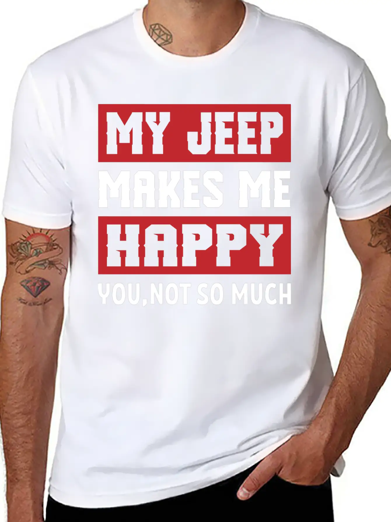 My Jeep Makes Me Happy Lightweight Cotton T-Shirt – Daily Comfort Graphic Shirt