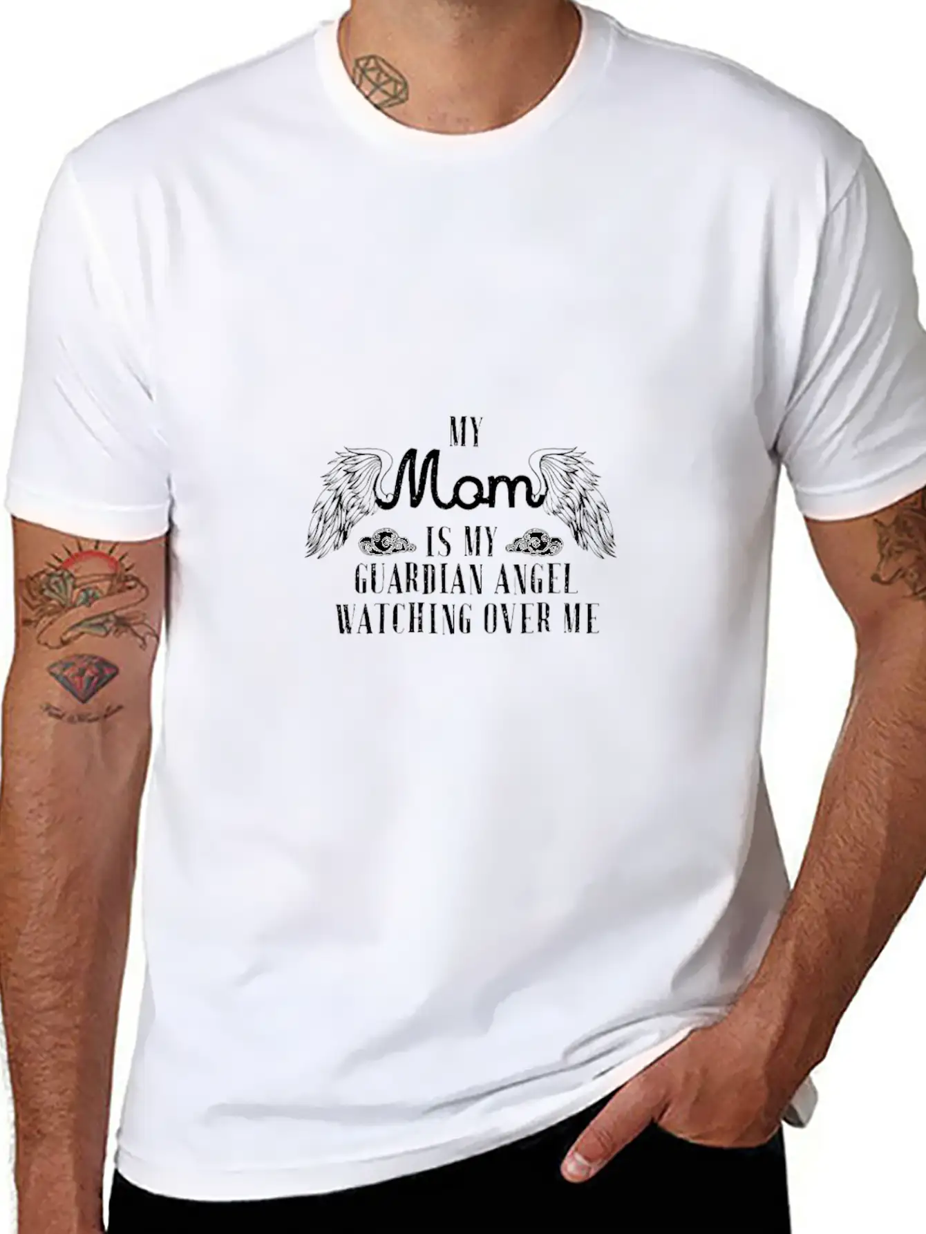 My Mom Is My Guardian Angel T Shirt Modern Fit Casual T-Shirt – Clean And Versatile Design