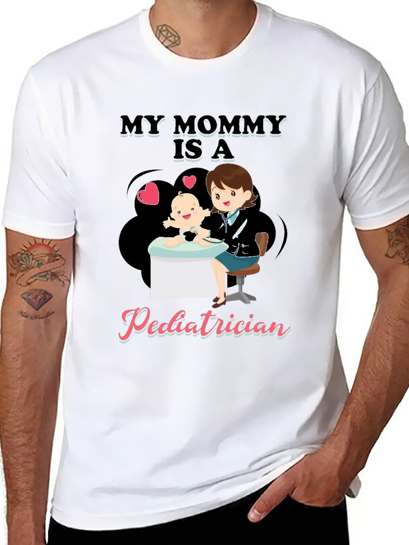 My Mommy Is A Pediatrician Profession Doctor Gift Basic Graphic T-Shirt – Daily Comfort In Soft Cotton