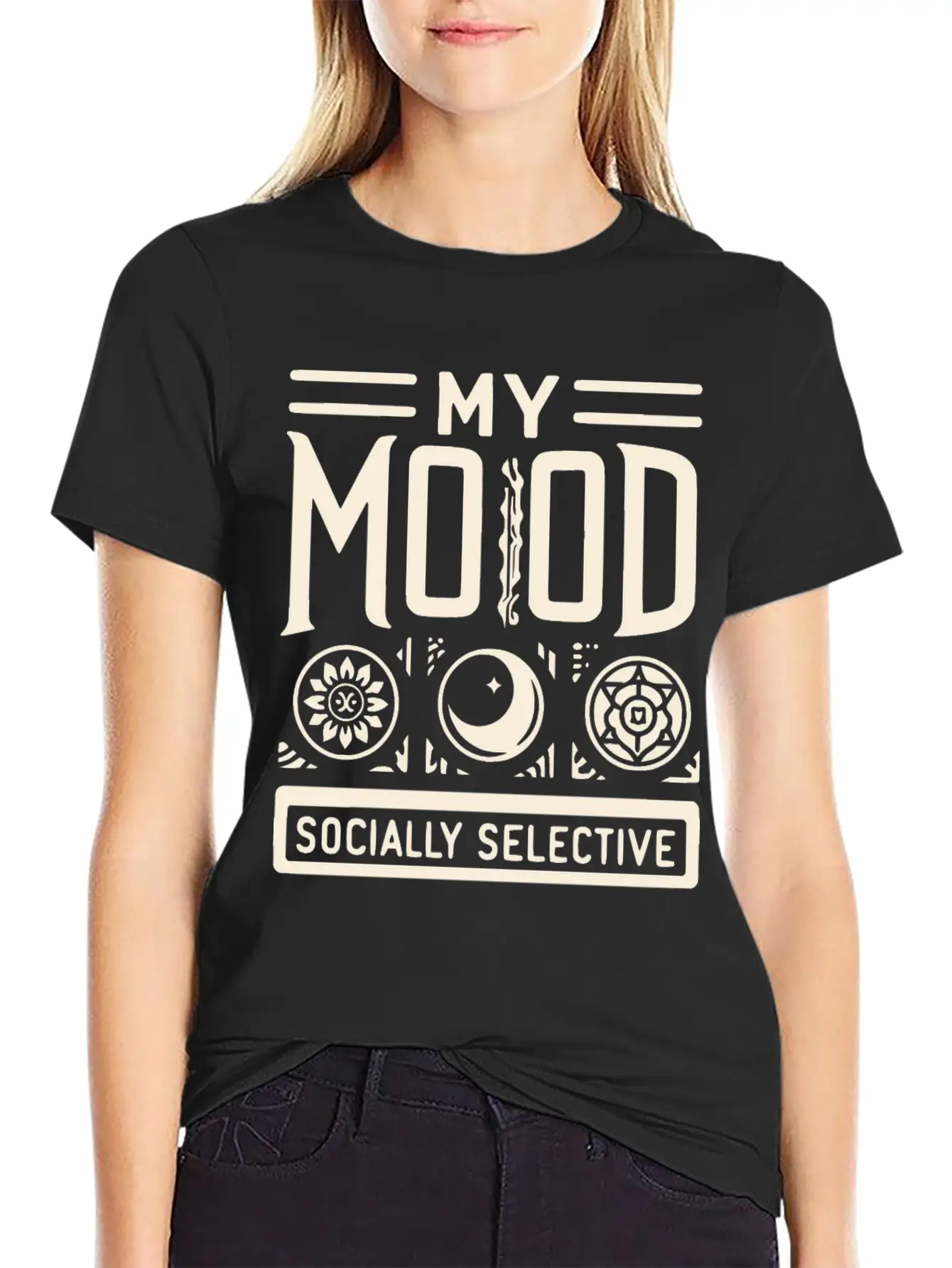 My Mood Socially Selective Relaxed Everyday Tee – Lightweight And Durable Cotton