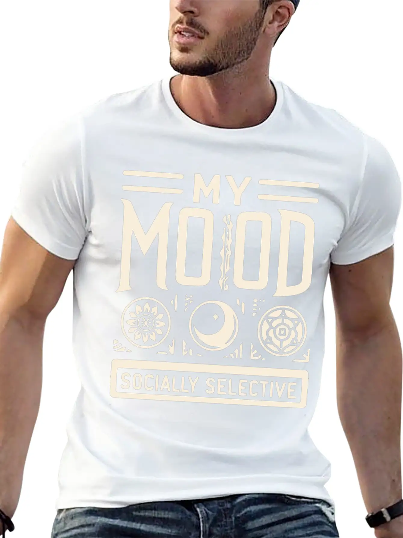 My Mood Socially Selective Relaxed Everyday Tee – Lightweight And Durable Cotton