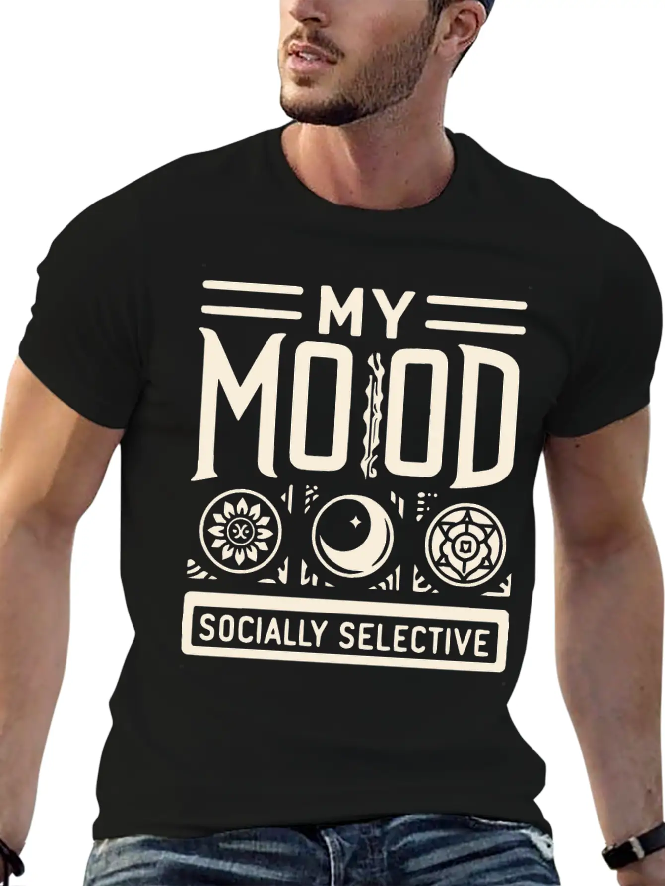 My Mood Socially Selective Relaxed Everyday Tee – Lightweight And Durable Cotton