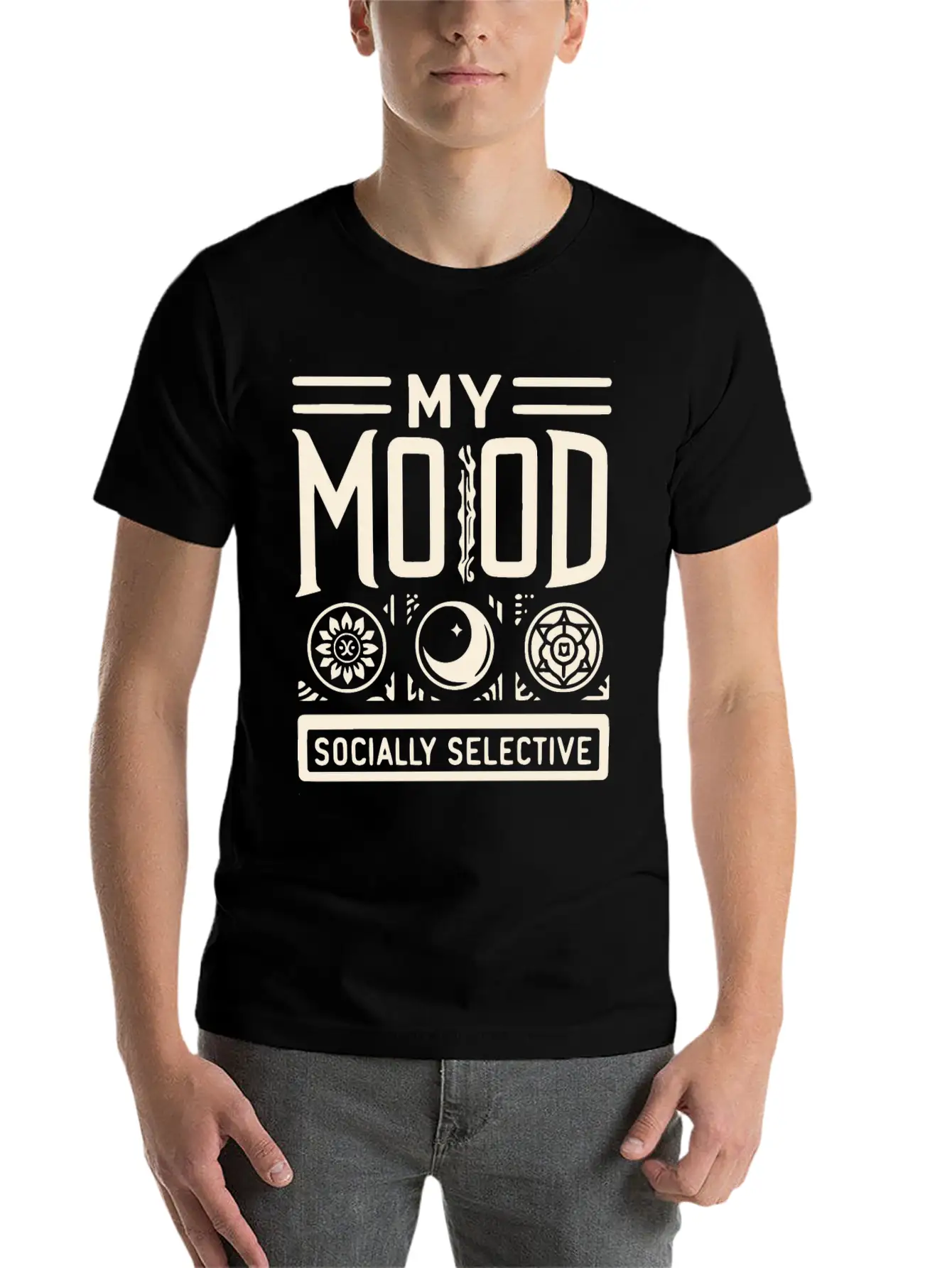 My Mood Socially Selective Relaxed Everyday Tee – Lightweight And Durable Cotton