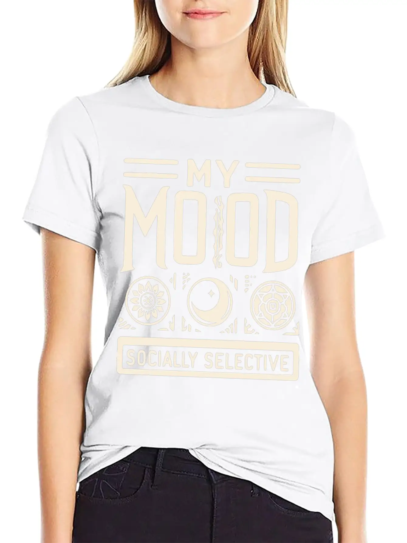 My Mood Socially Selective Relaxed Everyday Tee – Lightweight And Durable Cotton