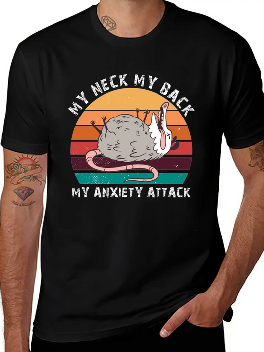 My Neck My Back My Anxiety Attack Opossum Sunset Classic Fit Graphic Tee For Daily Comfort – Unisex Cotton Shirt