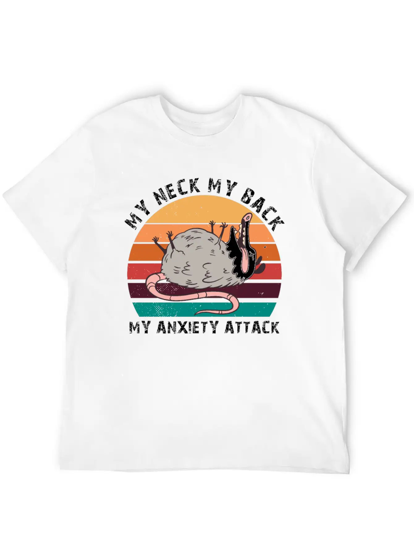 My Neck My Back My Anxiety Attack Opossum Sunset Classic Fit Graphic Tee For Daily Comfort – Unisex Cotton Shirt