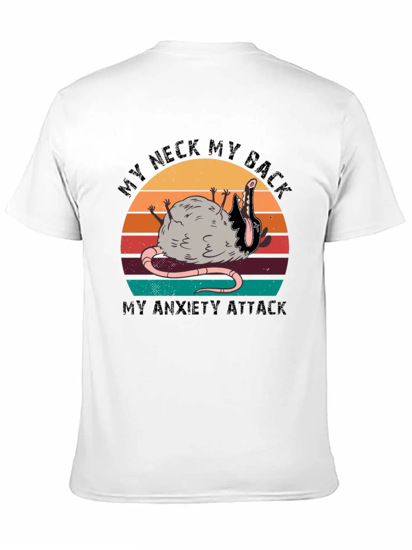 My Neck My Back My Anxiety Attack Opossum Sunset Classic Fit Graphic Tee For Daily Comfort – Unisex Cotton Shirt