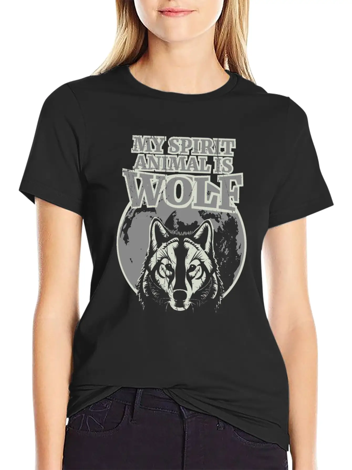 My Spirit Animal Is Wolf - Spirit Animal Shirt Lightweight Cotton T-Shirt – Daily Comfort Graphic Shirt