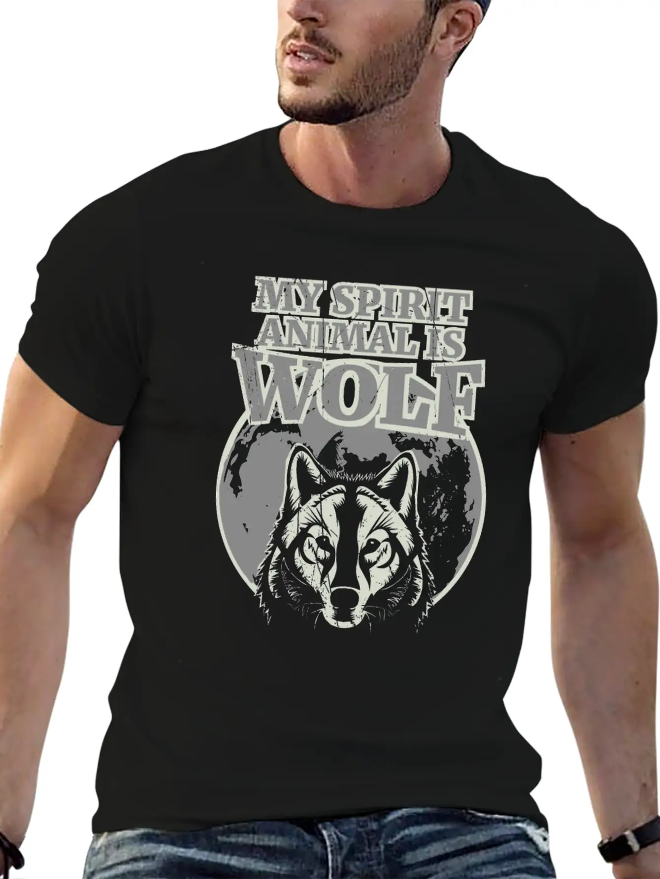 My Spirit Animal Is Wolf - Spirit Animal Shirt Lightweight Cotton T-Shirt – Daily Comfort Graphic Shirt