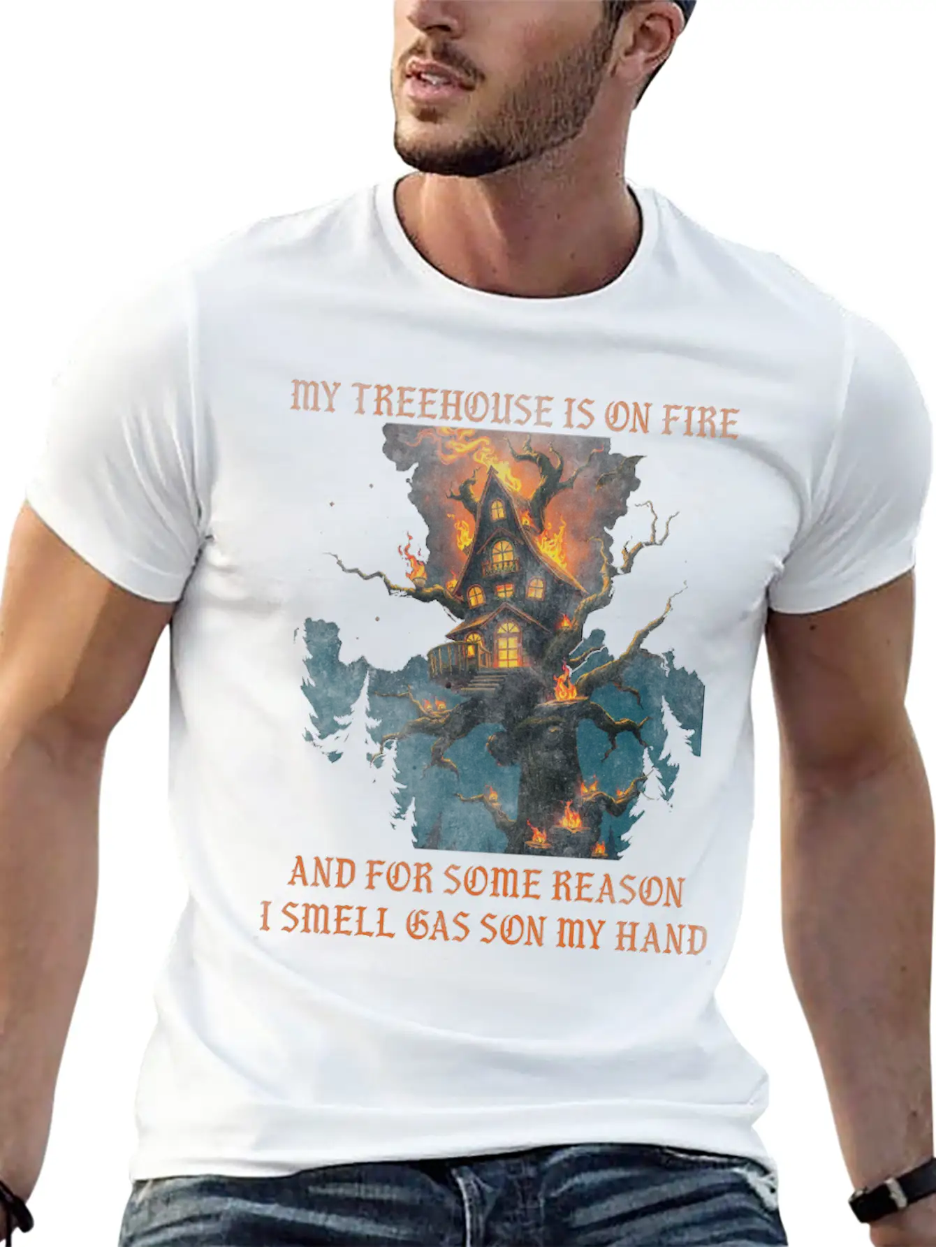My Treehouse Is On Fire And For Some Reason I S Modern Fit Casual T-Shirt ��� Clean And Versatile Design