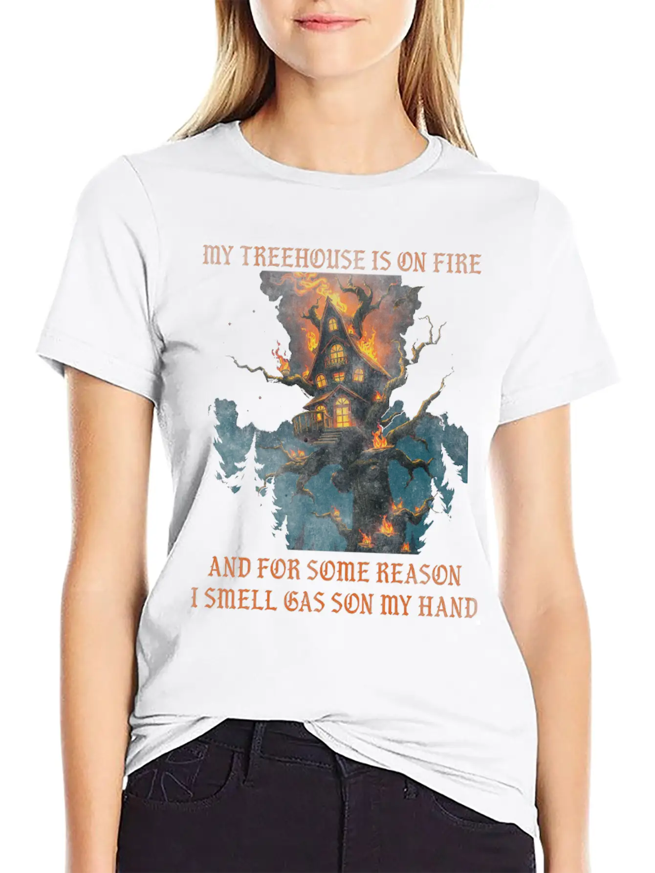 My Treehouse Is On Fire And For Some Reason I S Modern Fit Casual T-Shirt ��� Clean And Versatile Design
