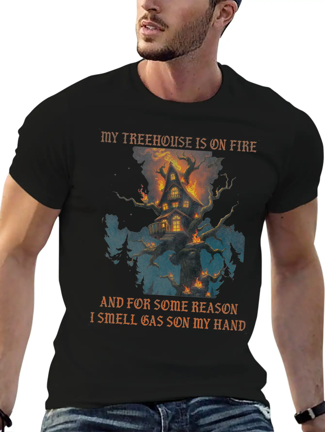 My Treehouse Is On Fire And For Some Reason I S Modern Fit Casual T-Shirt ��� Clean And Versatile Design