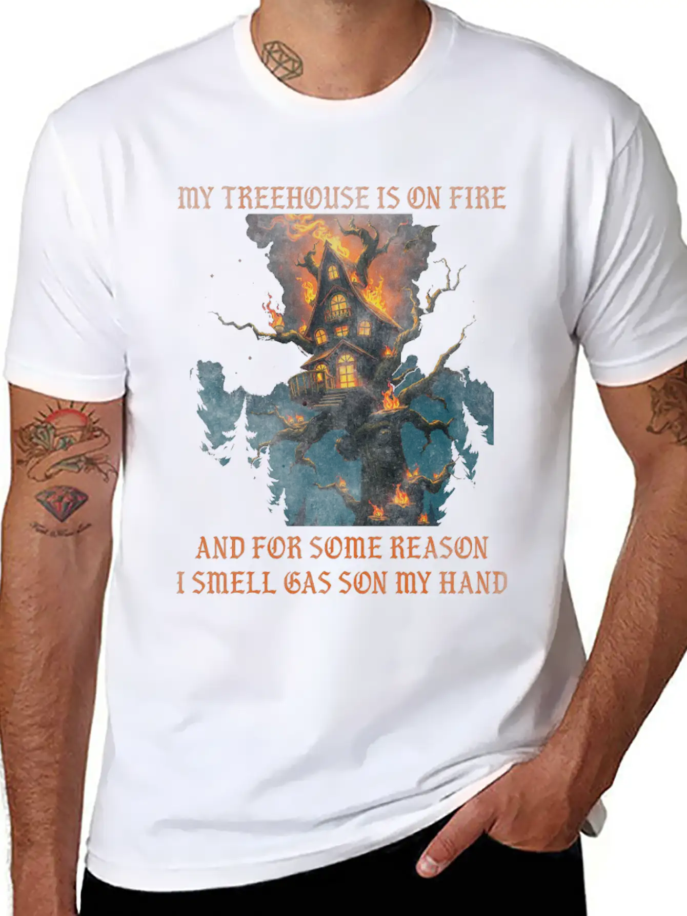 My Treehouse Is On Fire And For Some Reason I S Modern Fit Casual T-Shirt ��� Clean And Versatile Design