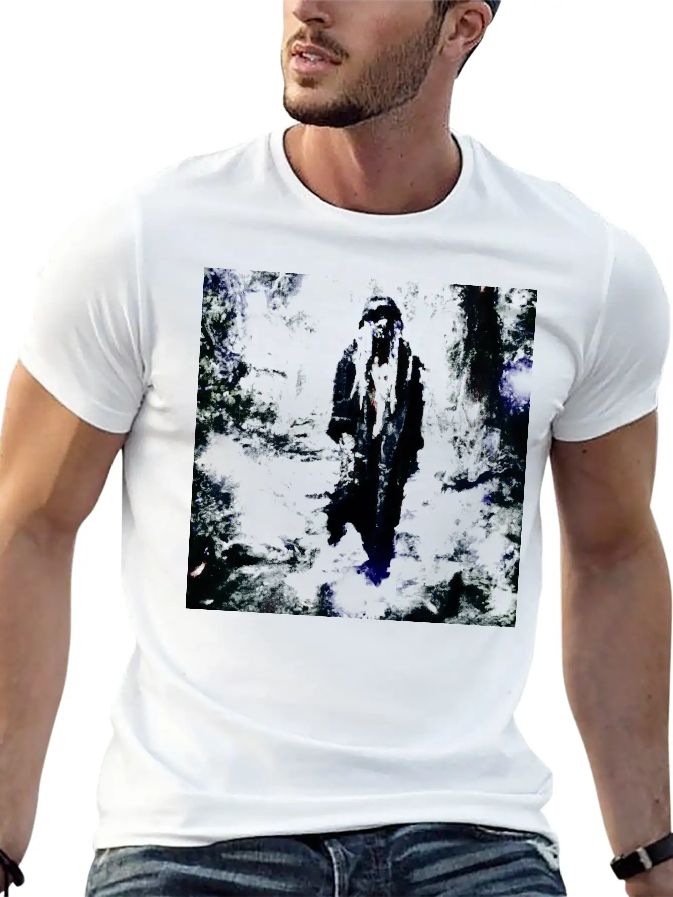 Mysterious Hooded Figure In Enchanted Forest Modern Fit Casual T-Shirt ��� Clean And Versatile Design