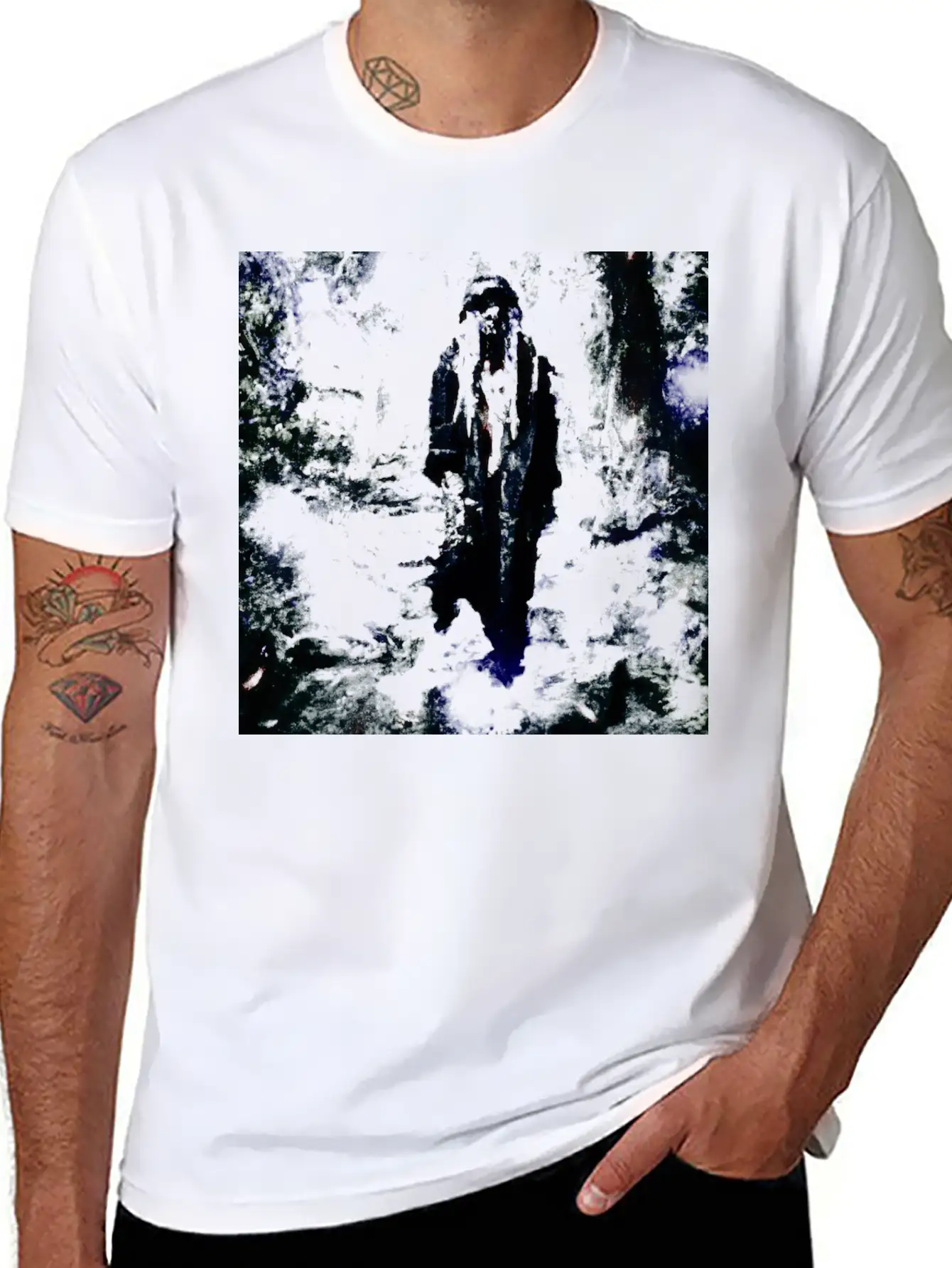 Mysterious Hooded Figure In Enchanted Forest Modern Fit Casual T-Shirt ��� Clean And Versatile Design