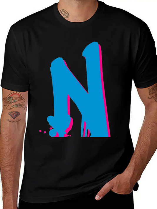 N Graffiti Drops Farbklex Spray Basic Graphic T-Shirt – Daily Comfort In Soft Cotton