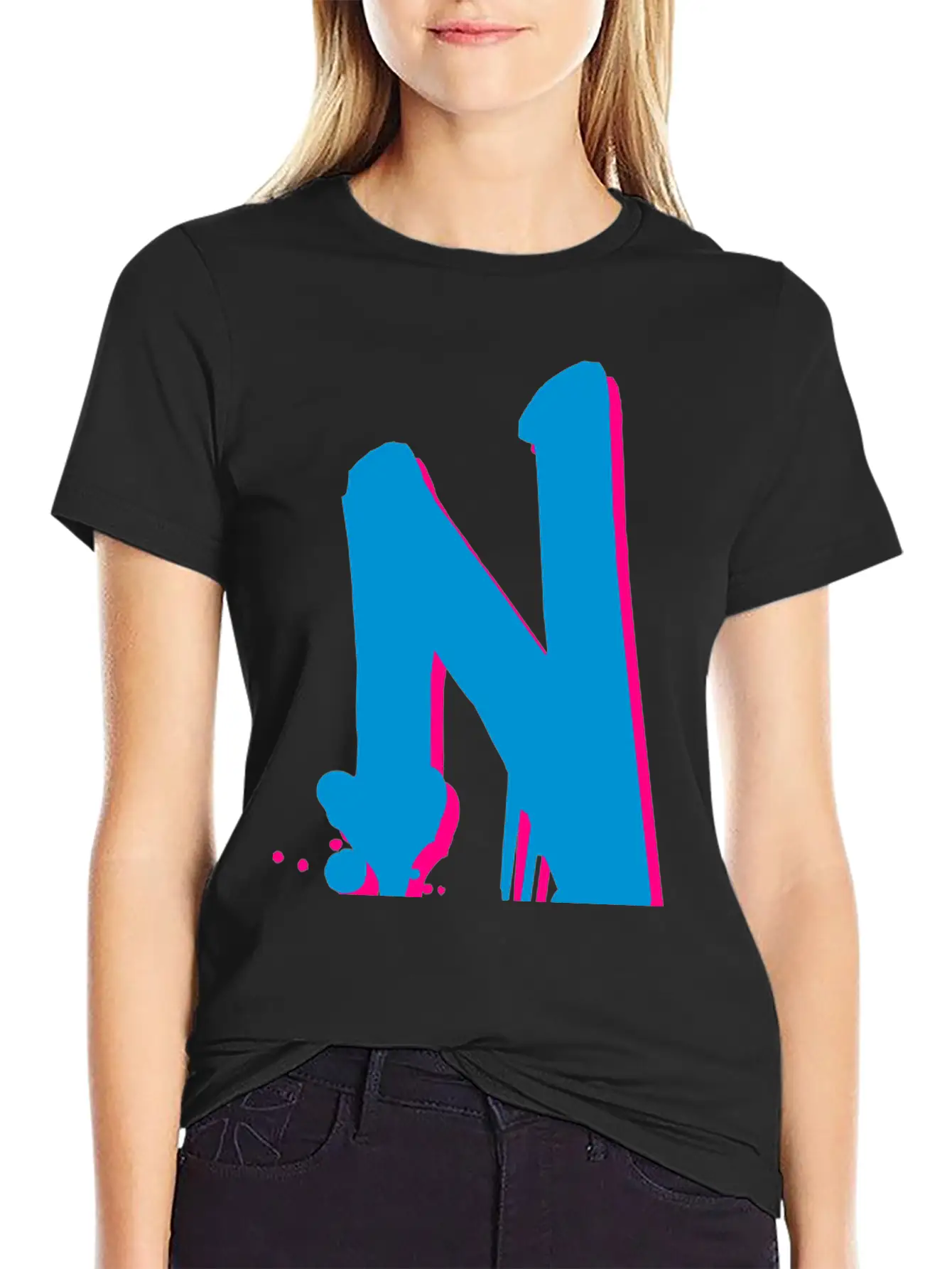 N Graffiti Drops Farbklex Spray Basic Graphic T-Shirt – Daily Comfort In Soft Cotton