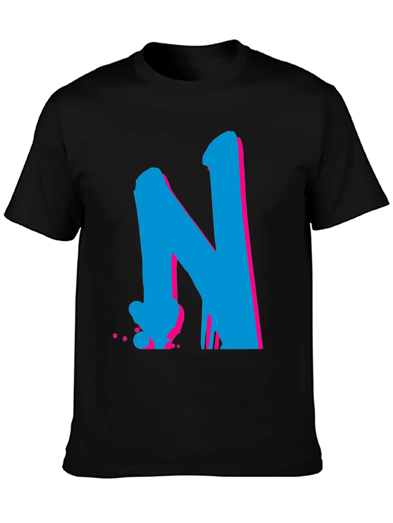 N Graffiti Drops Farbklex Spray Basic Graphic T-Shirt – Daily Comfort In Soft Cotton