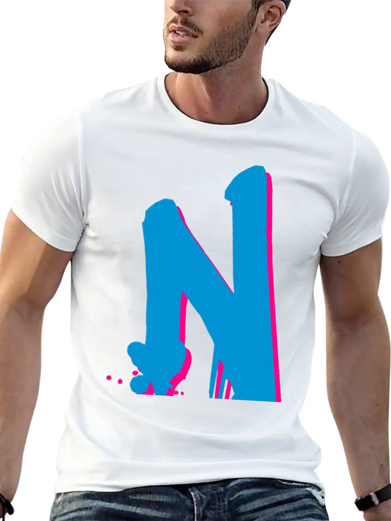N Graffiti Drops Farbklex Spray Basic Graphic T-Shirt – Daily Comfort In Soft Cotton