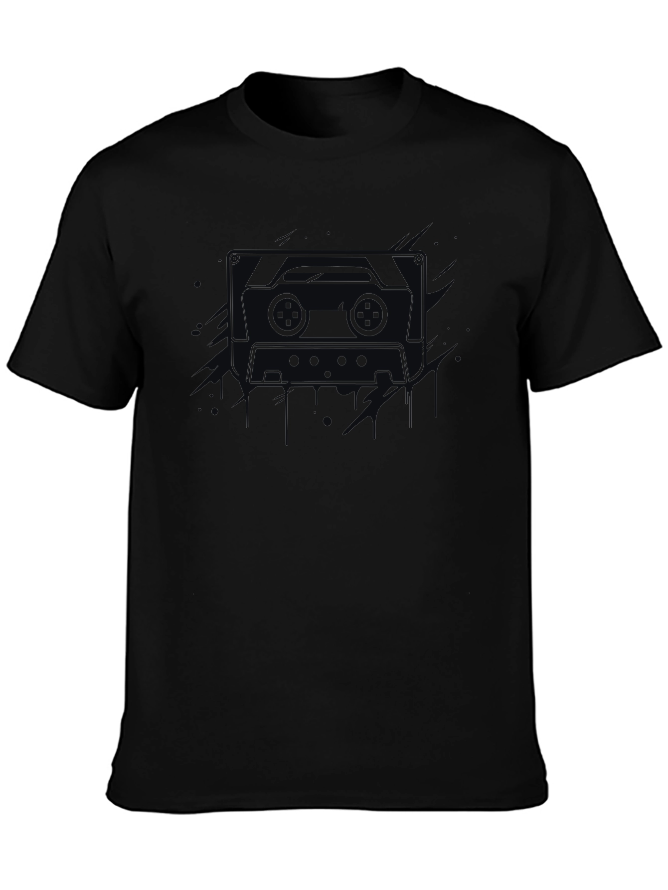 Retro Cassette Tape Graphic Tee - Mens Black T-Shirt