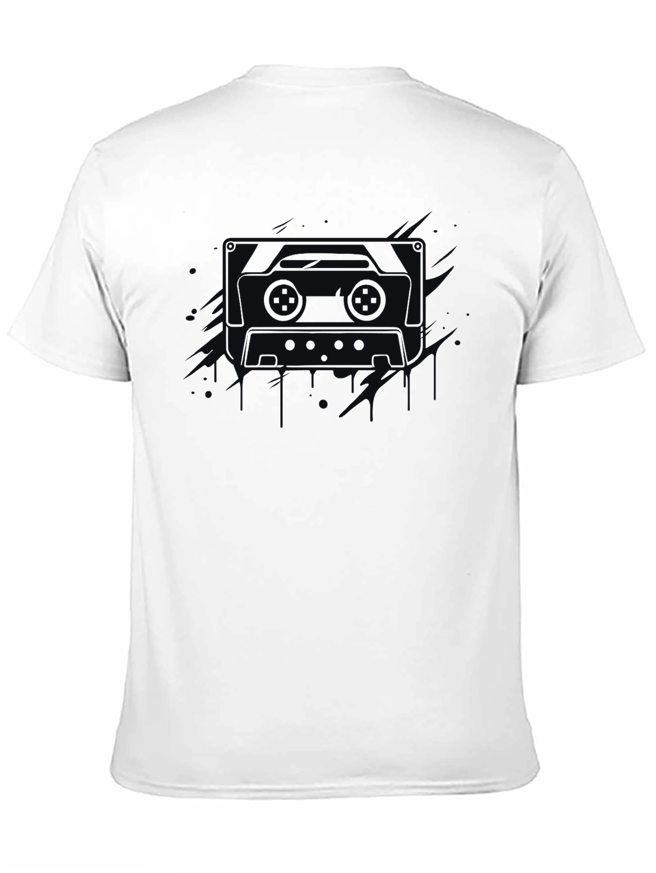 Retro Cassette Tape Graphic Tee - Mens Black T-Shirt