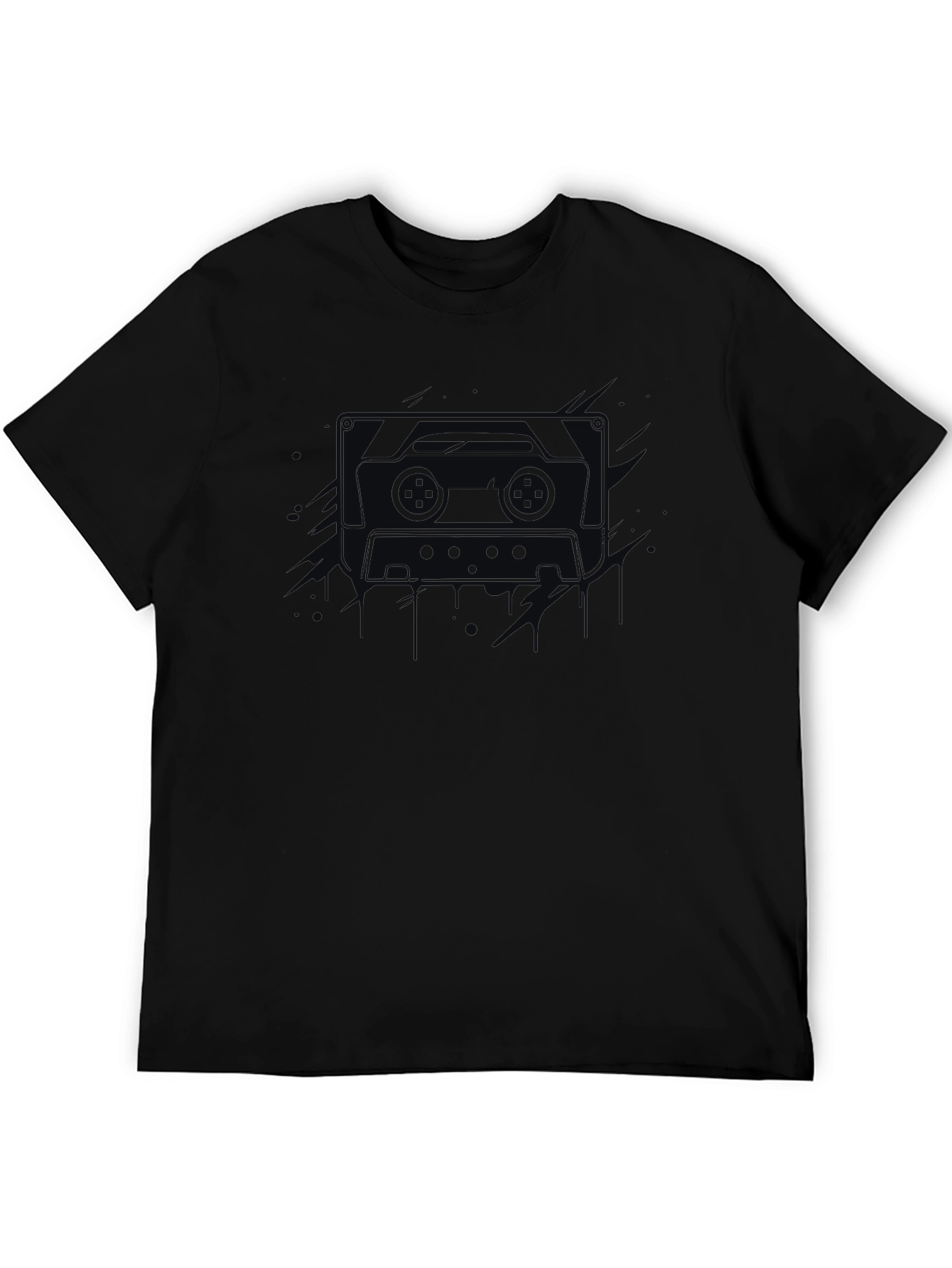 Retro Cassette Tape Graphic Tee - Mens Black T-Shirt