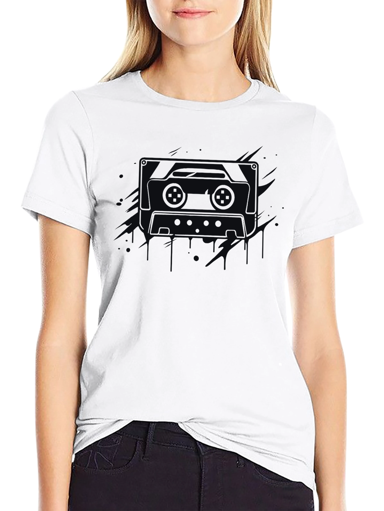 Retro Cassette Tape Graphic Tee - Mens Black T-Shirt