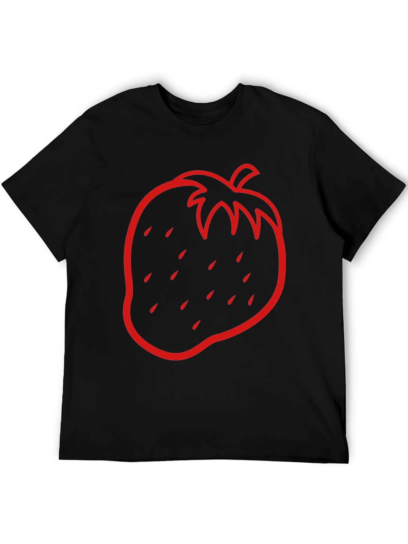Strawberry Outline Graphic Tee - Black
