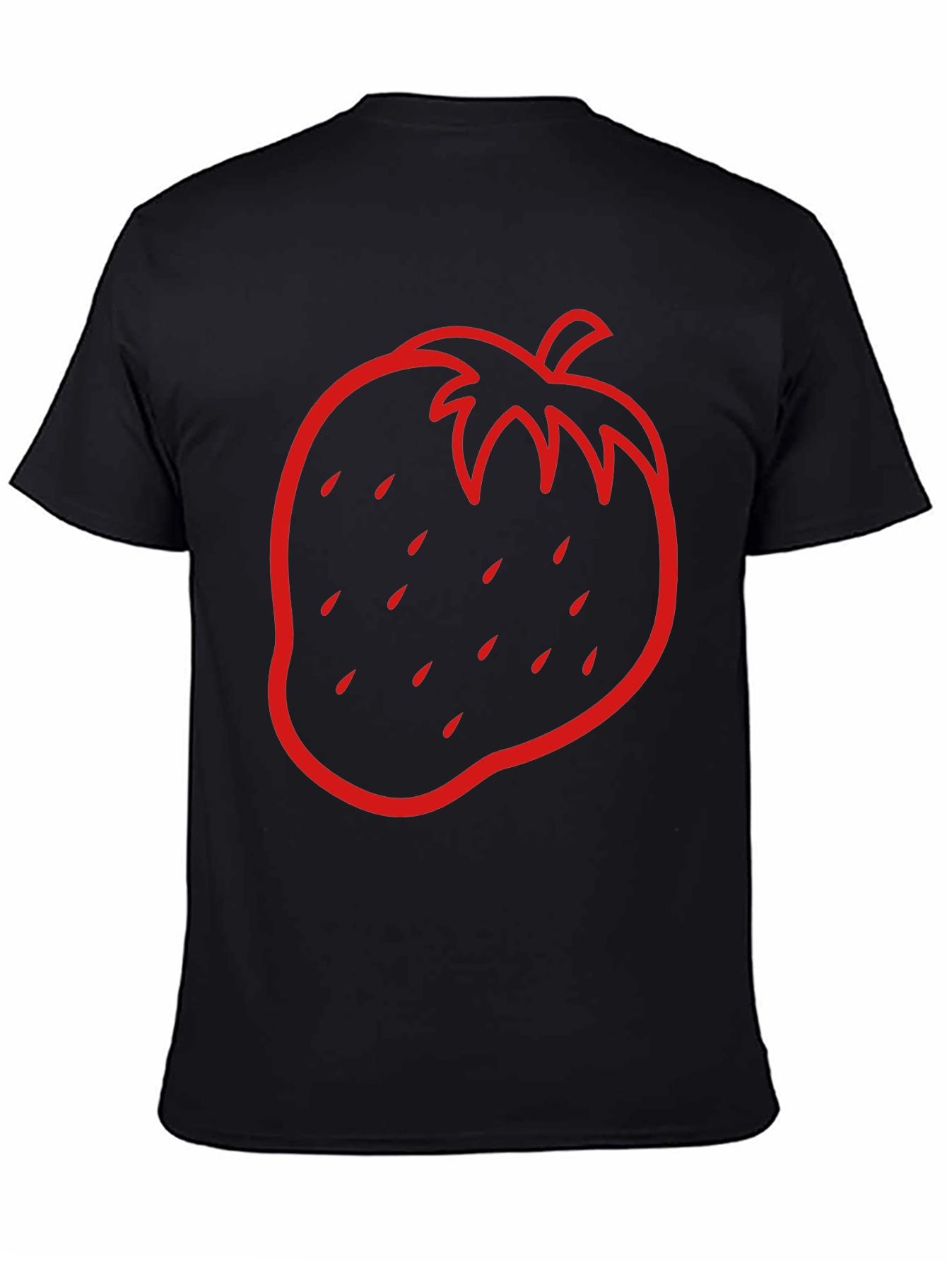 Strawberry Outline Graphic Tee - Black