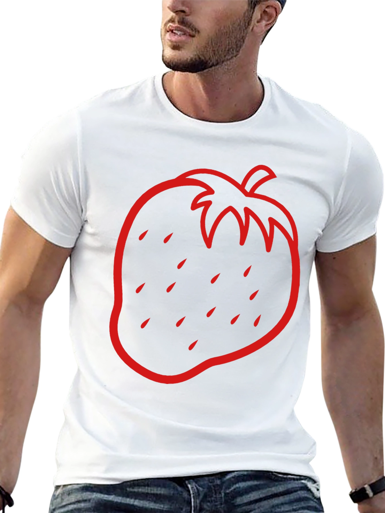 Strawberry Outline Graphic Tee - Black