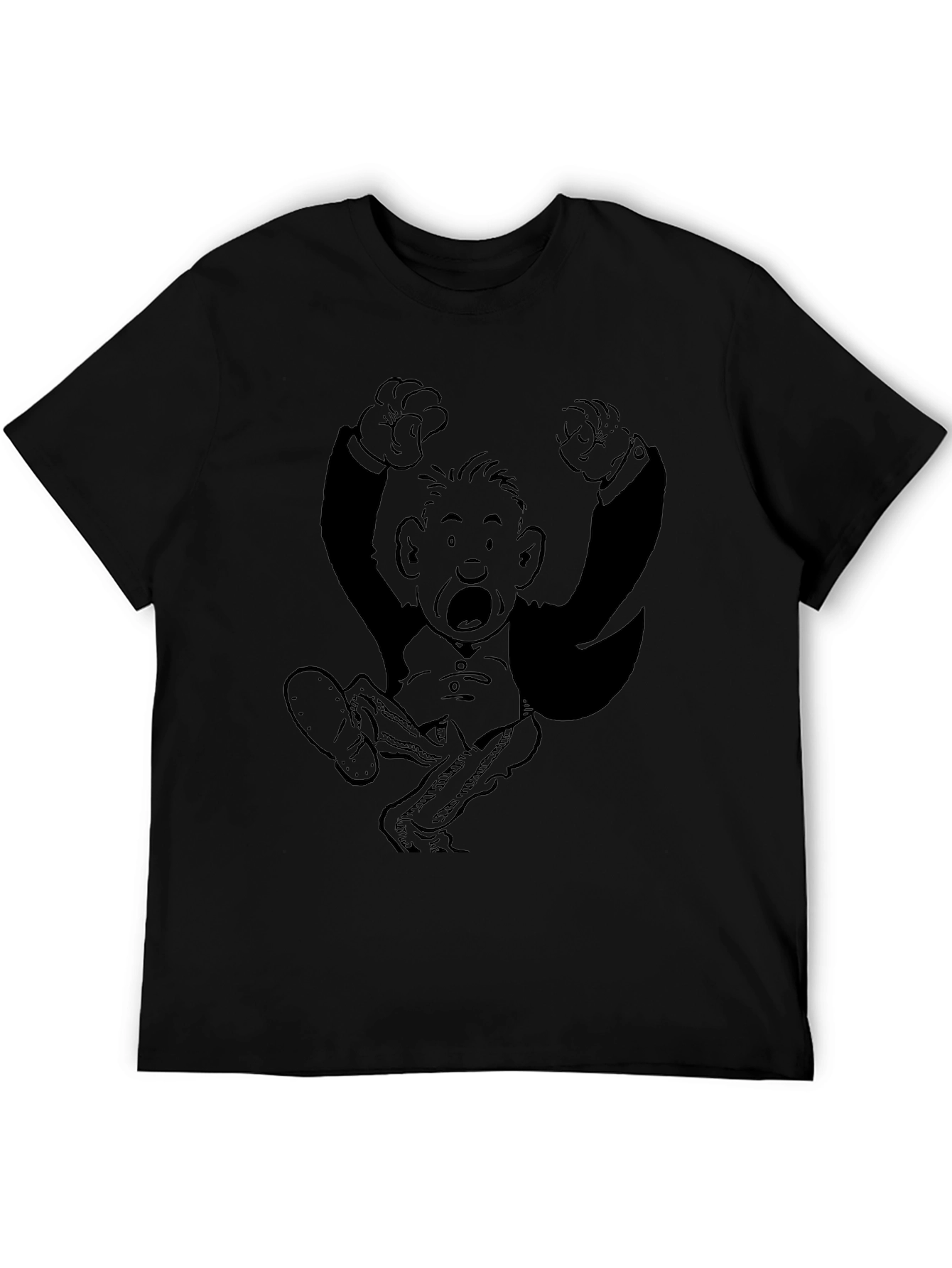 Retro Cartoon Graphic Tee - Black Cotton Blend