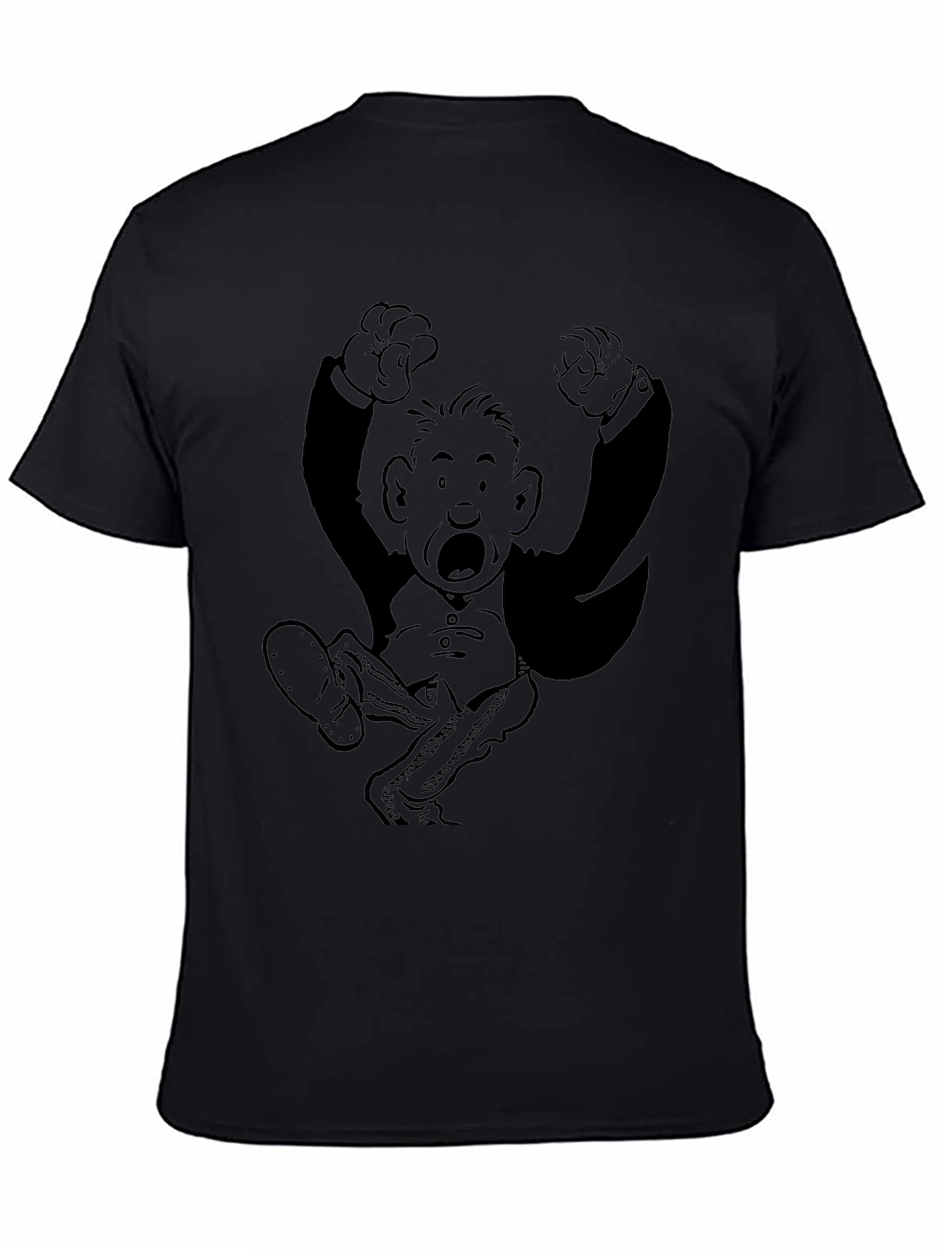 Retro Cartoon Graphic Tee - Black Cotton Blend