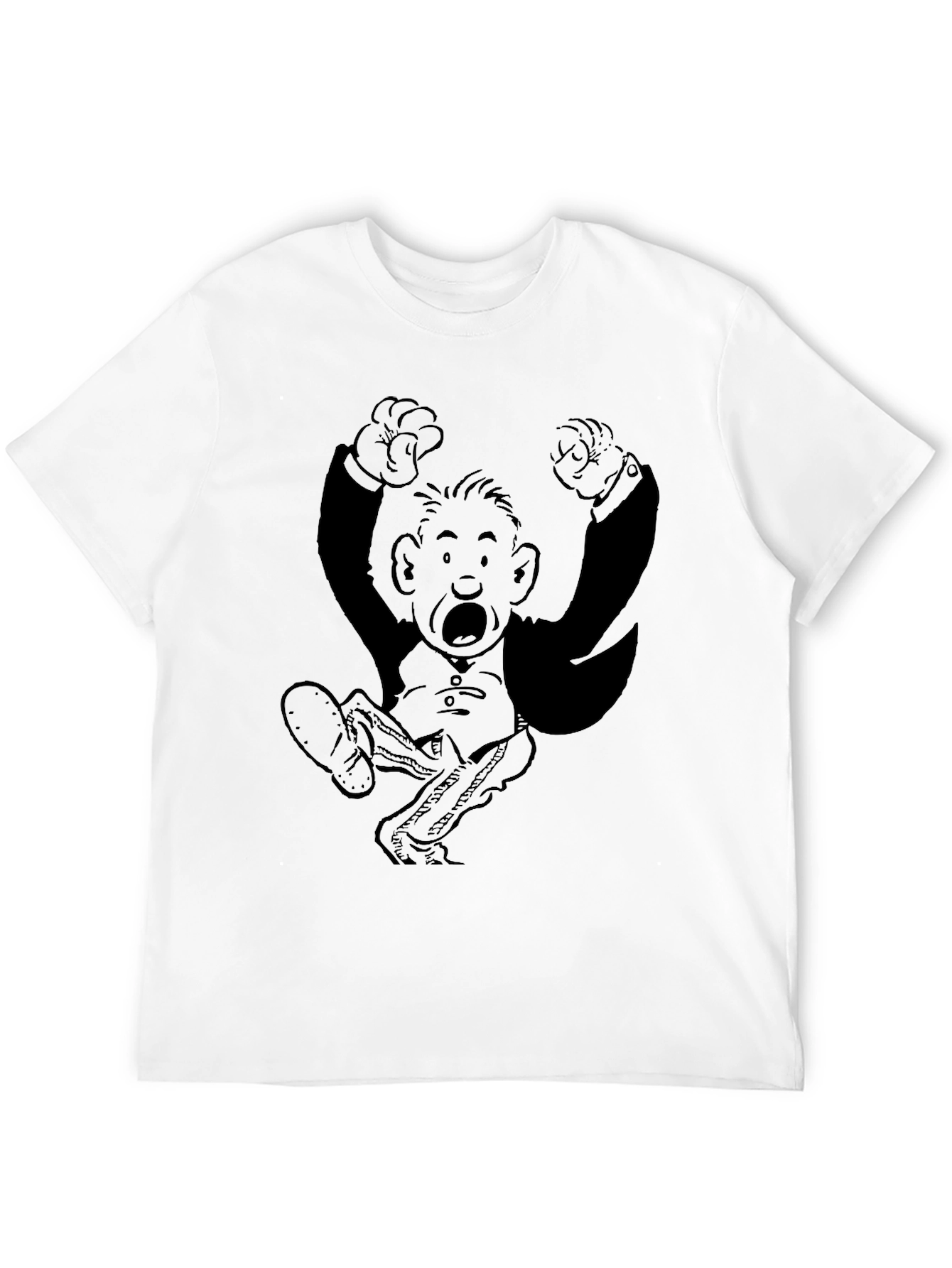 Retro Cartoon Graphic Tee - Black Cotton Blend