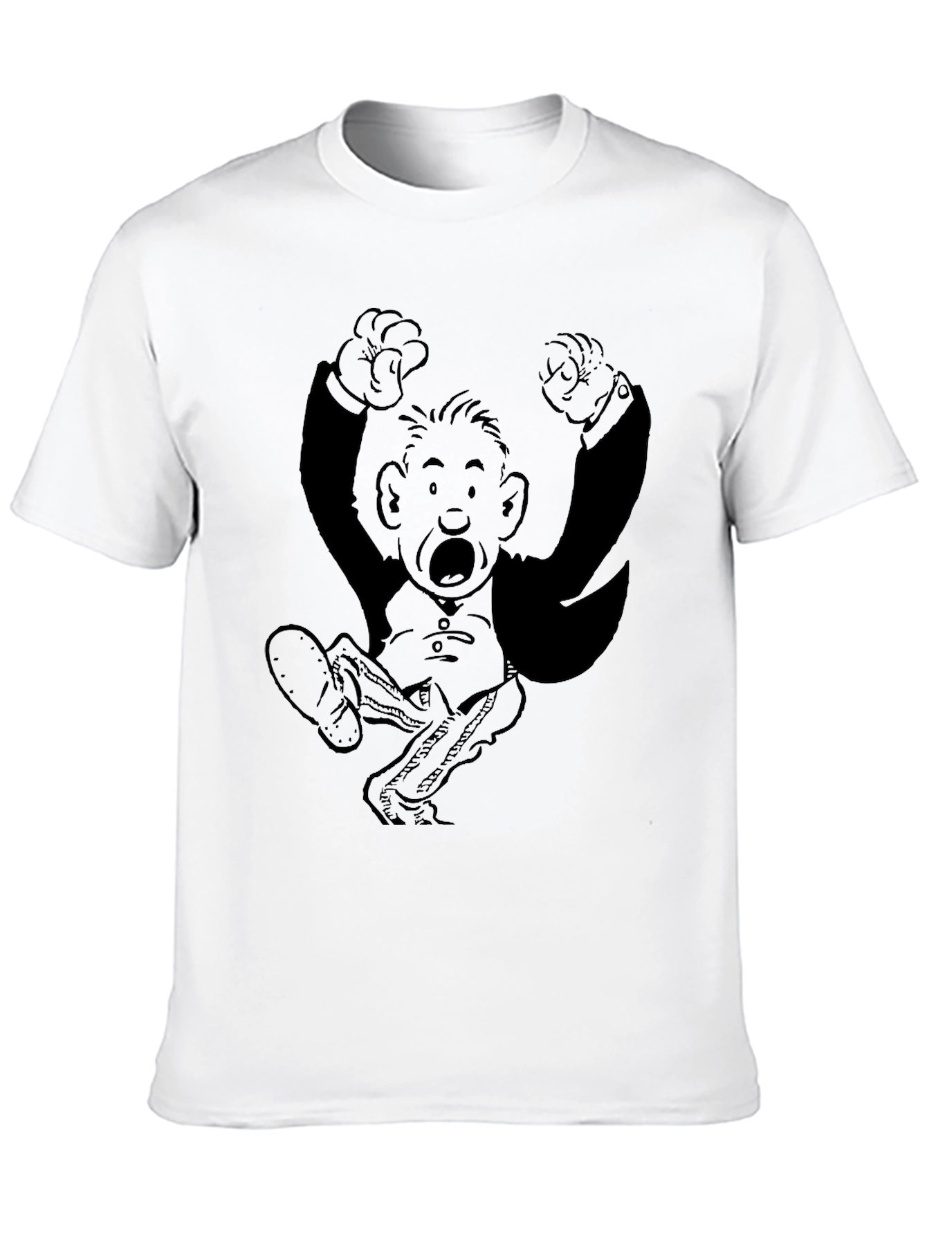 Retro Cartoon Graphic Tee - Black Cotton Blend