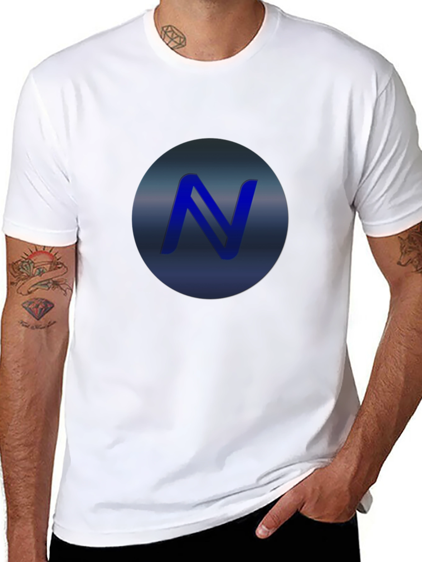 Stylish Black T-Shirt with Blue N Logo
