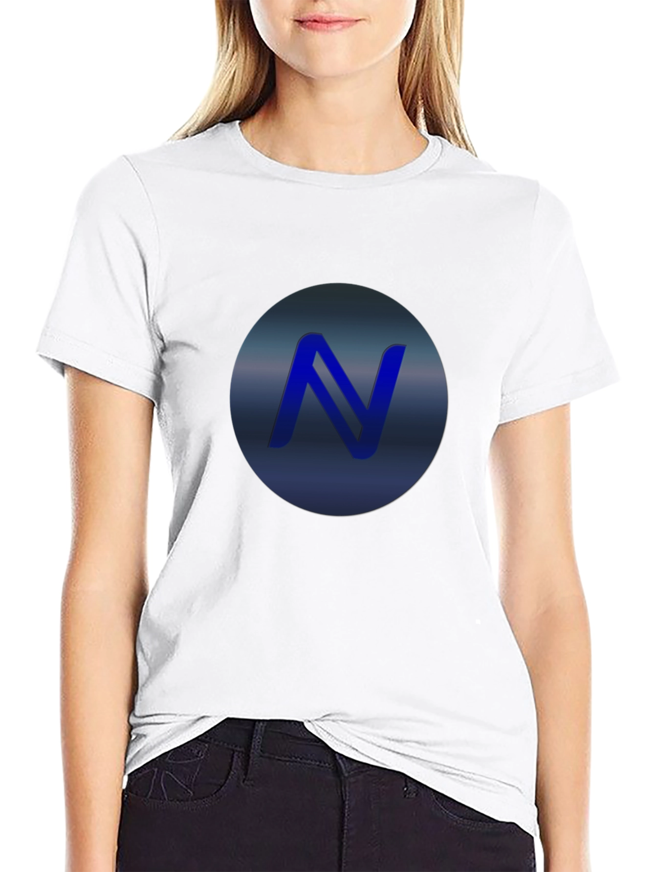 Stylish Black T-Shirt with Blue N Logo