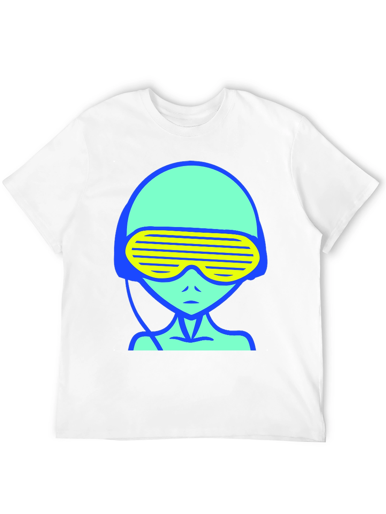 Retro Alien Graphic Tee - Black Cotton T-Shirt