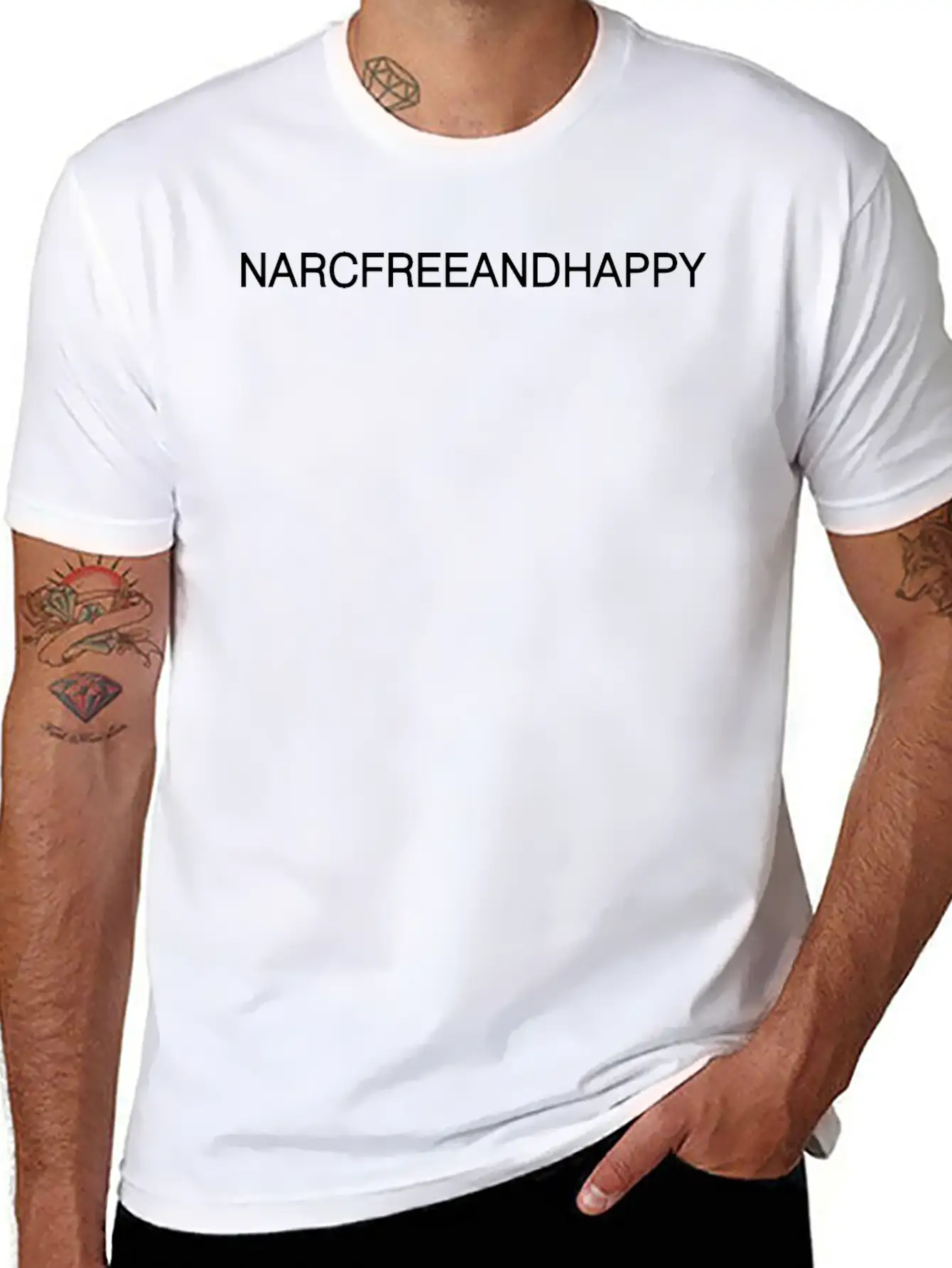 NARCFREEEANDHAPPY Comfortable Minimalist Graphic Tee – Summer Style Essential