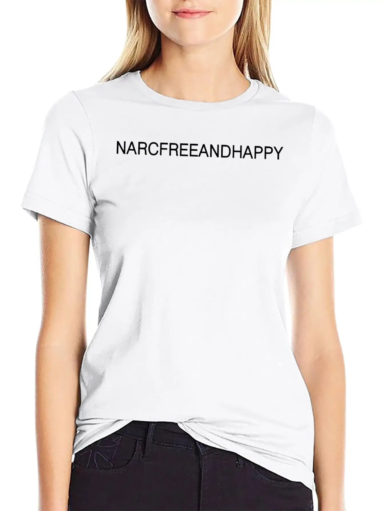 NARCFREEEANDHAPPY Comfortable Minimalist Graphic Tee – Summer Style Essential