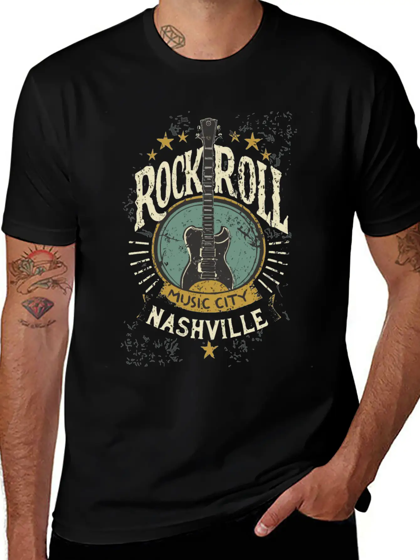 Nashville Rock & Roll Music City Music Gift Relaxed Everyday Tee – Lightweight And Durable Cotton