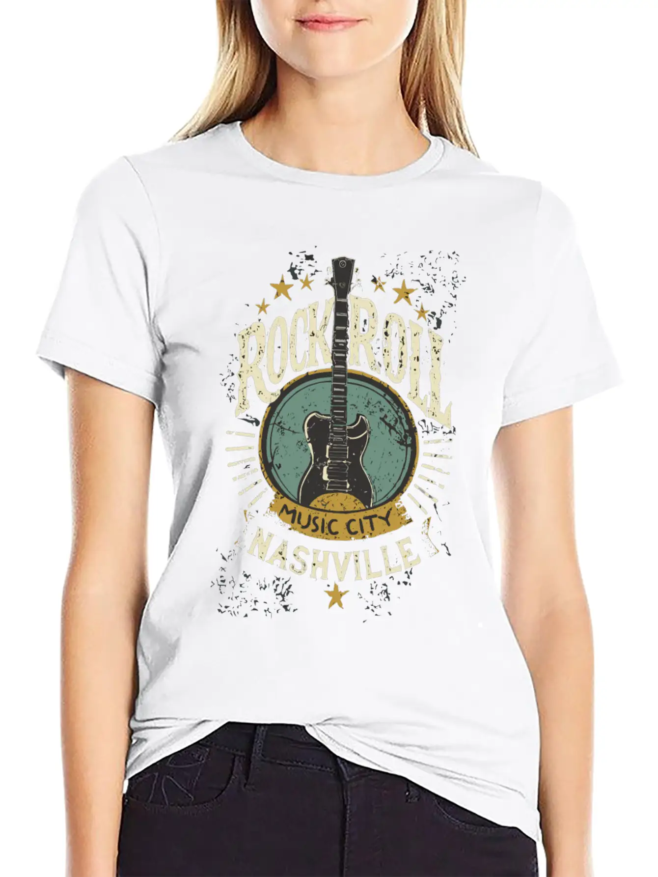 Nashville Rock & Roll Music City Music Gift Relaxed Everyday Tee – Lightweight And Durable Cotton