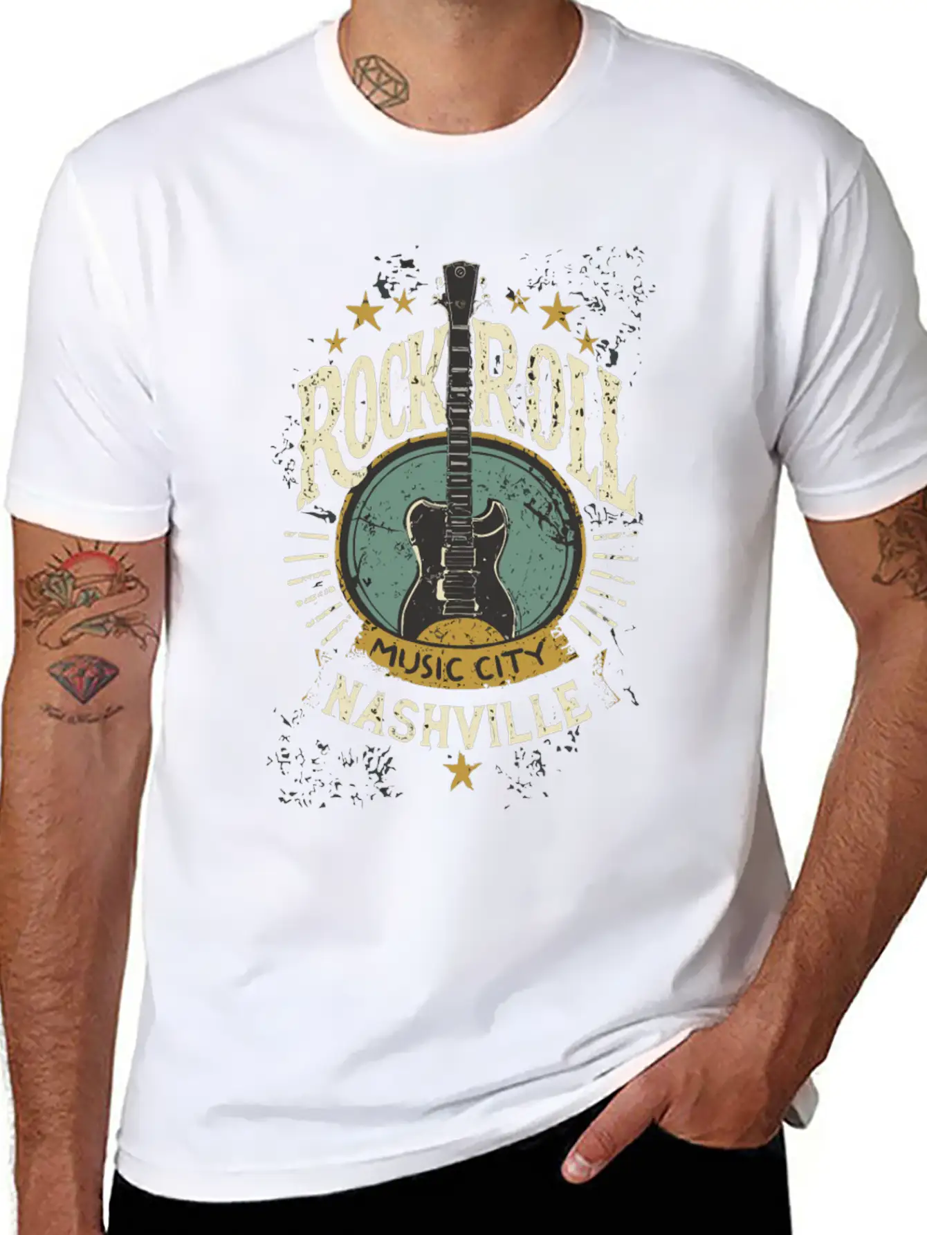 Nashville Rock & Roll Music City Music Gift Relaxed Everyday Tee – Lightweight And Durable Cotton